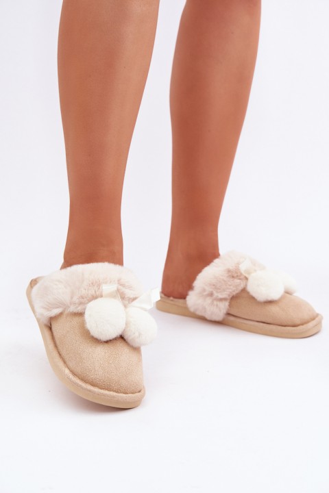 Women's Slippers With Fur Beige Nartani