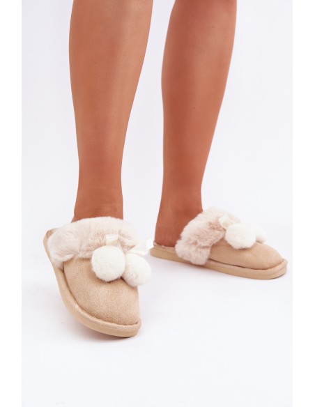 Women's Slippers With Fur Beige Nartani