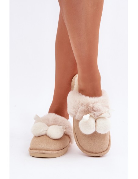 Women's Slippers With Fur Beige Nartani