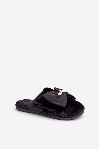 Women's Slippers With Fur And Bow Black Olfedi 2