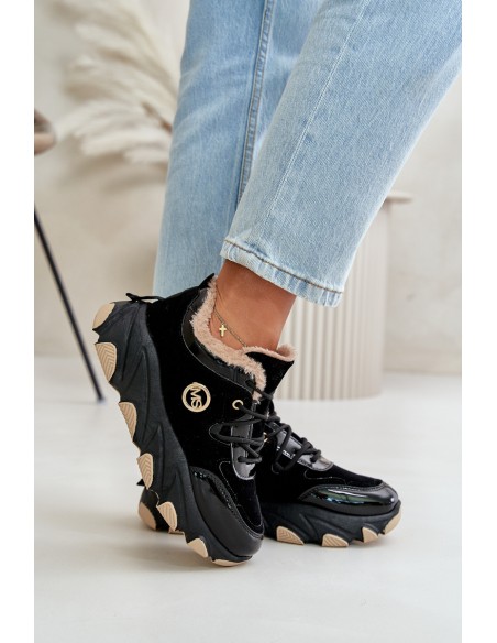 Women's Sport Shoes Laced Insulated On Platform Black Verioras