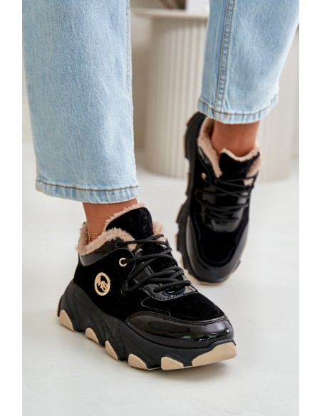 Women's Sport Shoes Laced Insulated On Platform Black Verioras