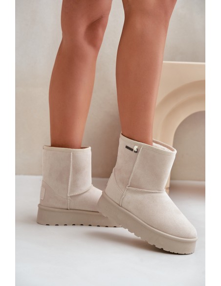 High women's snow boots on a platform Big Star OO274897 light beige