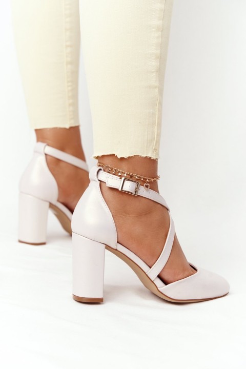 Pearl Pumps On A Block Heel Sergio Leone SK863 Beige