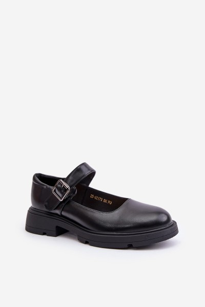 Eco Leather Ladies Loafers With Strap Black Vinceza 62179 2