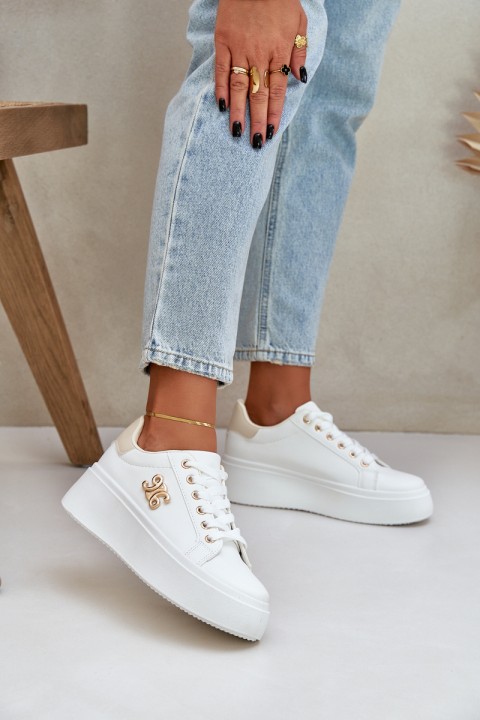 Women's Platform Sneakers White-Beige Temittes