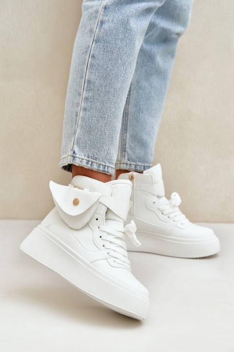 High sneakers with pouch on platform white Saramis