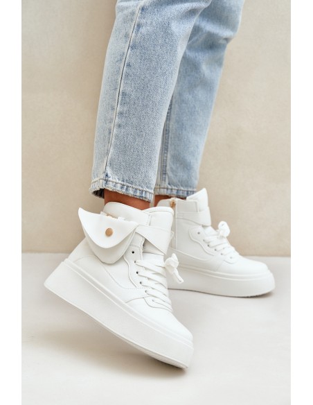High sneakers with pouch on platform white Saramis