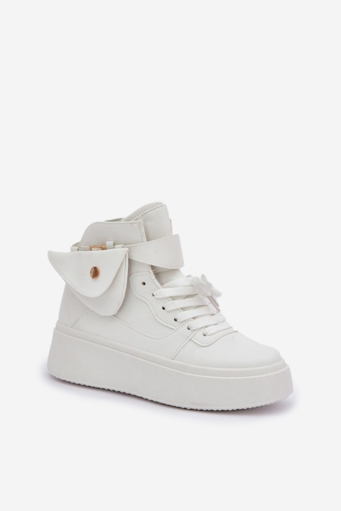 High sneakers with pouch on platform white Saramis