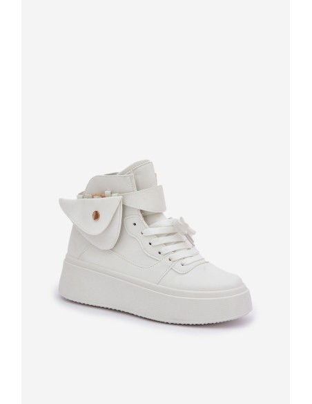 High sneakers with pouch on platform white Saramis