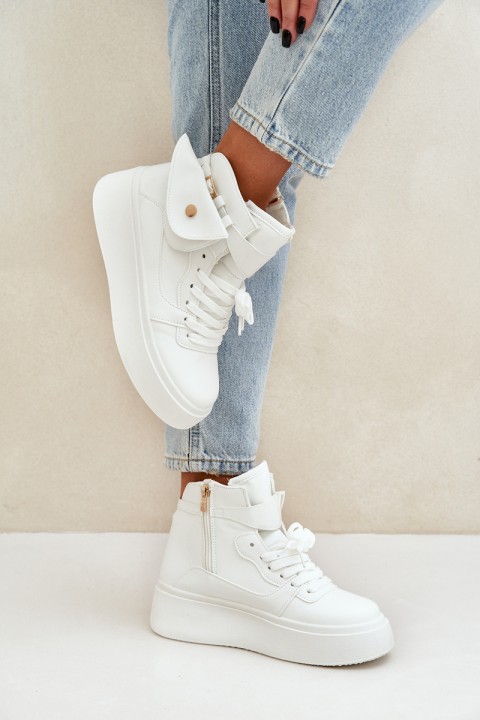 High sneakers with pouch on platform white Saramis