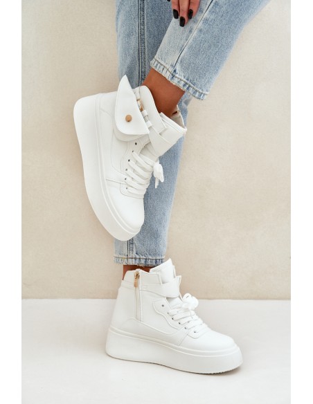 High sneakers with pouch on platform white Saramis