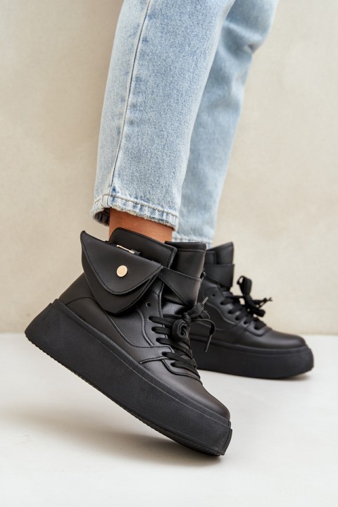 High Sneakers With Pouch On Platform Black Saramis