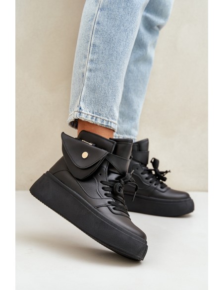 High Sneakers With Pouch On Platform Black Saramis