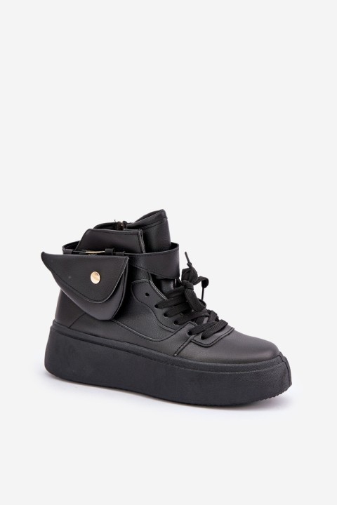 High Sneakers With Pouch On Platform Black Saramis