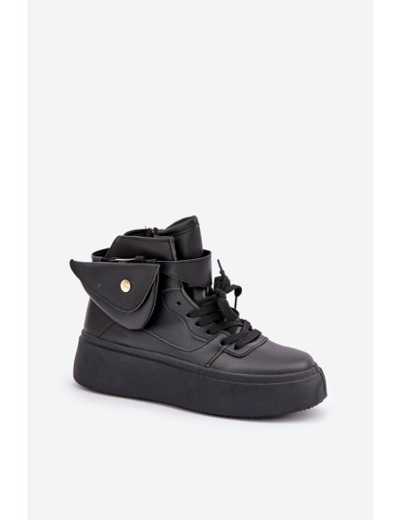 High Sneakers With Pouch On Platform Black Saramis
