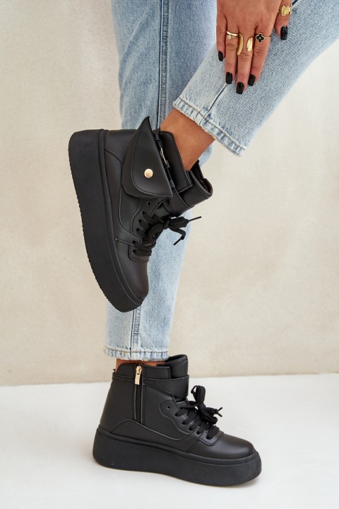 High Sneakers With Pouch On Platform Black Saramis