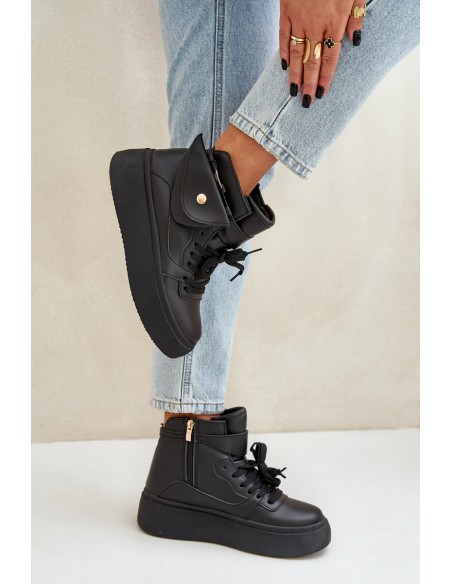 High Sneakers With Pouch On Platform Black Saramis
