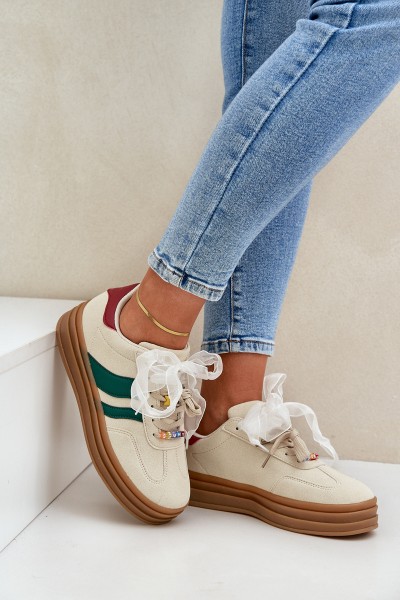 Moteriški sportbačiai su papuošimais smėlio spalvos Jariana