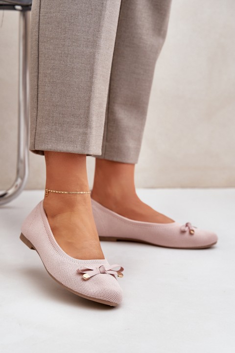 Mesh ballet flats with bow pink Bianila