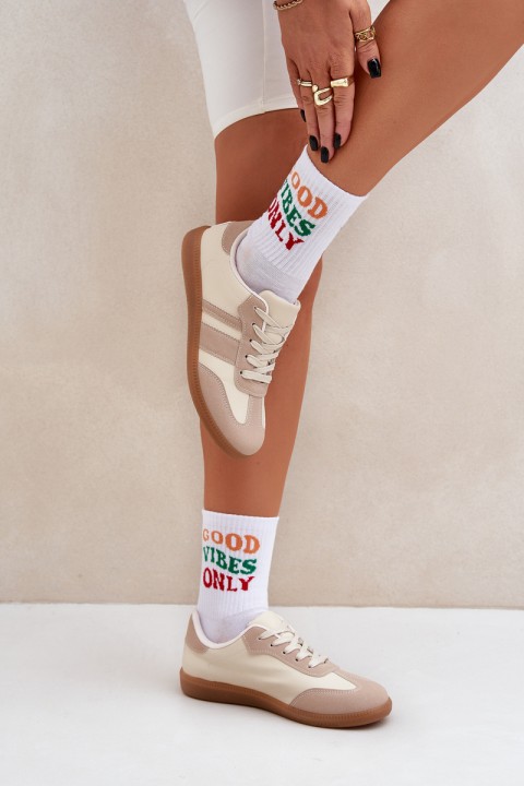 Low Women's Sneakers Made Of Eco Leather Beige Nonalorin