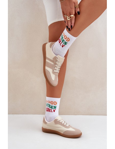 Low Women's Sneakers Made Of Eco Leather Beige Nonalorin