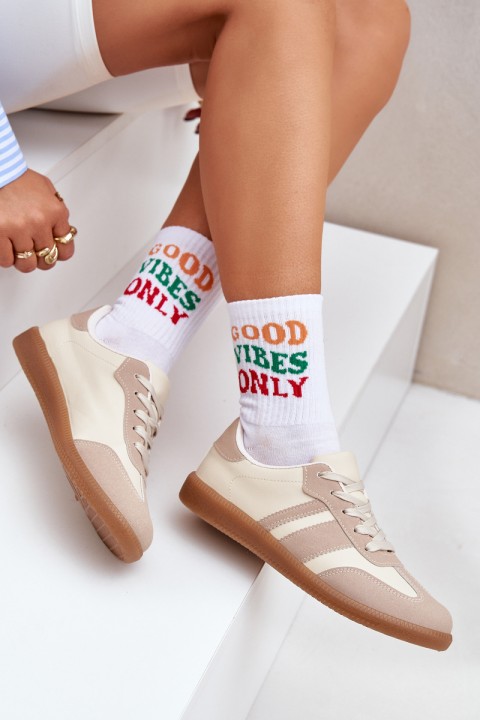 Low Women's Sneakers Made Of Eco Leather Beige Nonalorin