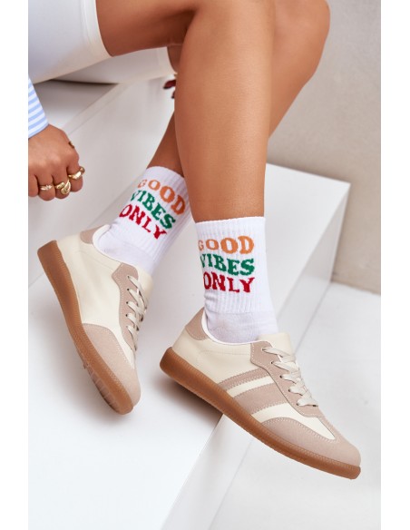 Low Women's Sneakers Made Of Eco Leather Beige Nonalorin