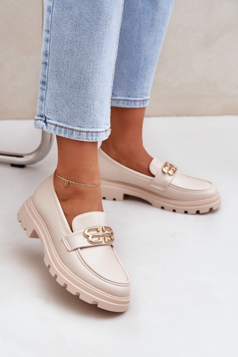 Women's Loafers With Gold Detail Beige Trionna