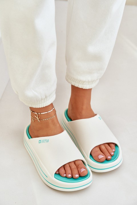 Women's Platform Slippers Big Star NN274A038 White-Mint