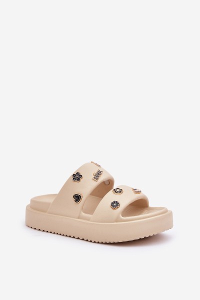 Women's Foam Slippers With Decorations Beige Ravanala 2