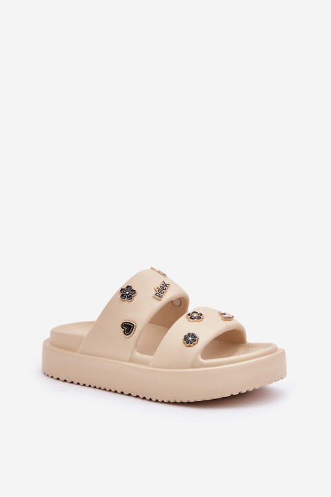 Women's Foam Slippers With Decorations Beige Ravanala