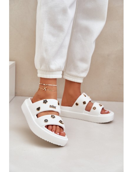 Foam Women's Slippers With Clips White Ravanala