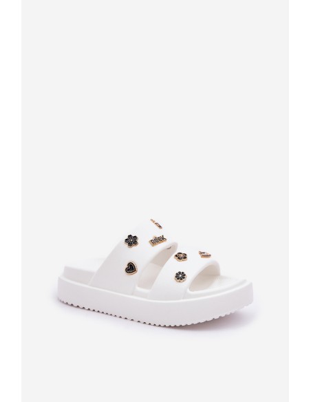 Foam Women's Slippers With Clips White Ravanala