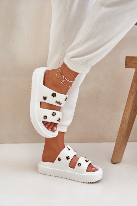 Foam Women's Slippers With Clips White Ravanala