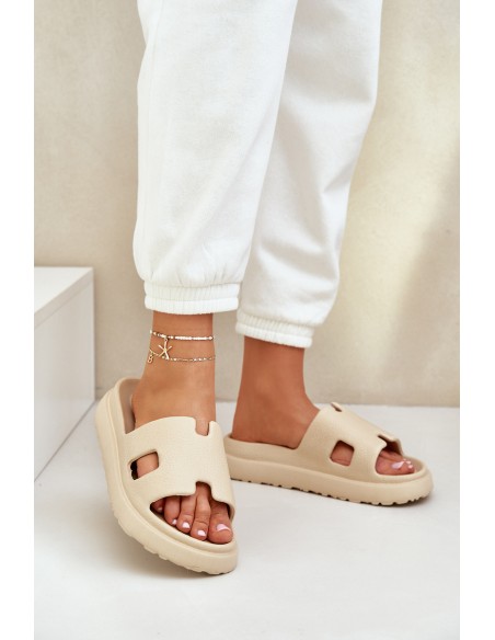 Foam Slippers With Cutouts Beige Neladith