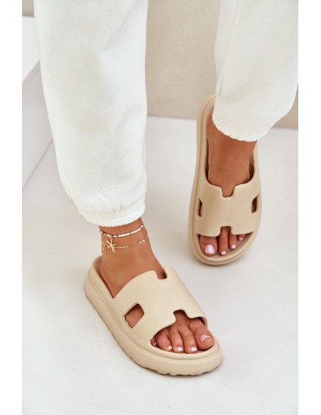 Foam Slippers With Cutouts Beige Neladith