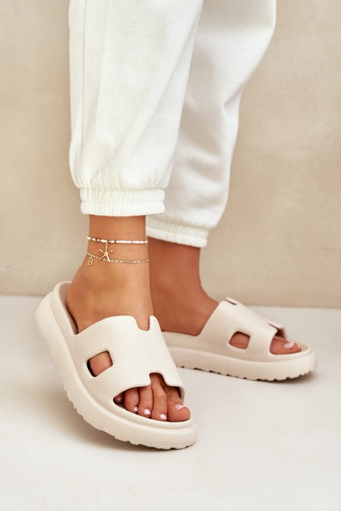 Foam Slippers With Cutouts Light Beige Neladith