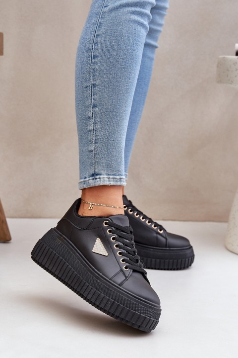 Stylish sneakers on a massive platform black Vallexia