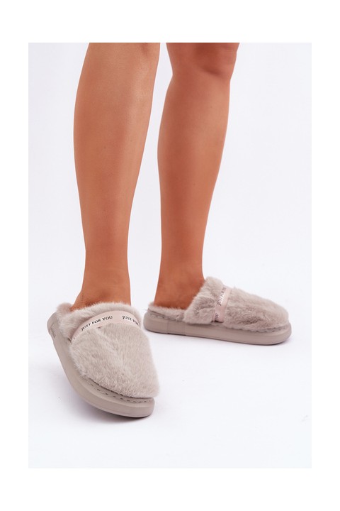 Furry Slippers With Decorative Strap...