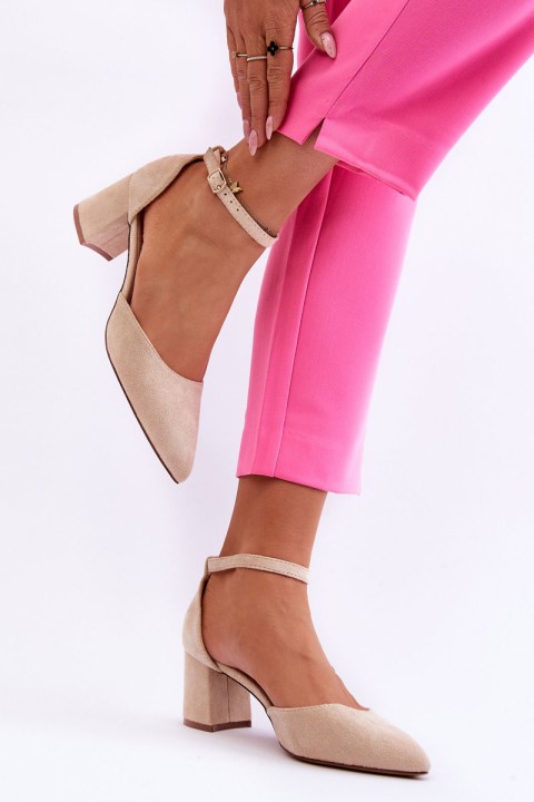 Suede Heel Pumps Beige Promise