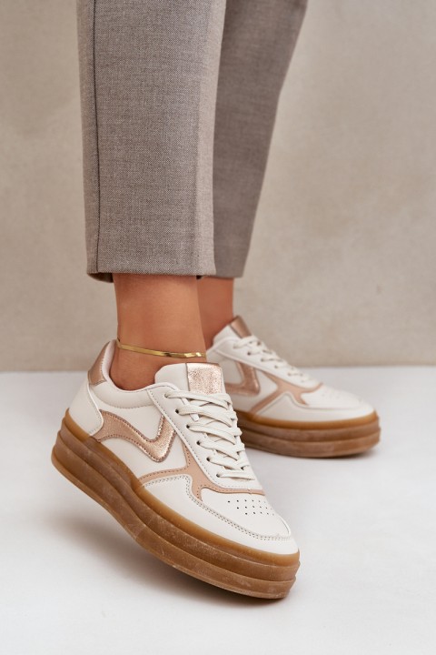 Ladies platform sneakers beige Annines