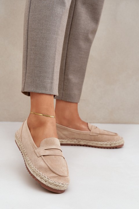 Women's espadrilles with jute weaving on flat sole beige Shilova