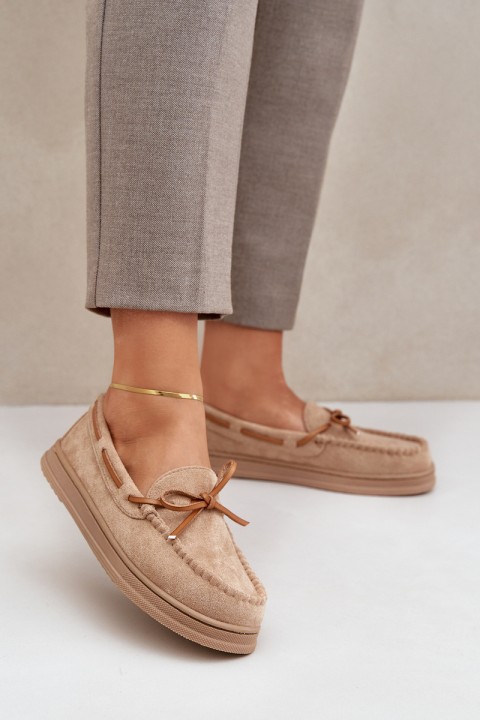 Womens loafers on flat sole beige Timannie