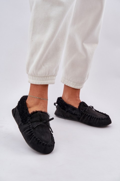 Women Slippers With Fur Black Kleogoria