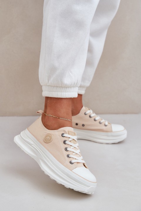 Women Sneakers On Chunky Sole Big Star NN274127 Beige