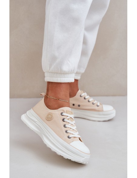 Women Sneakers On Chunky Sole Big Star NN274127 Beige