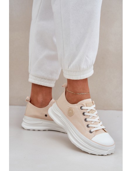 Women Sneakers On Chunky Sole Big Star NN274127 Beige