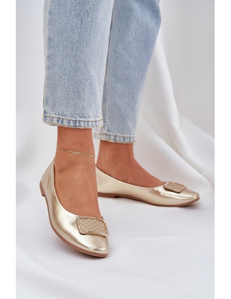 Eco Leather Ballerinas With Decoration Gold Tulnelia