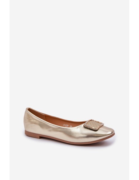 Eco Leather Ballerinas With Decoration Gold Tulnelia